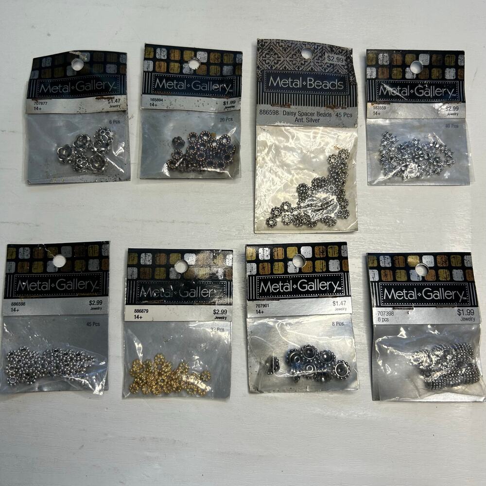 Metal Gallery Spacer Bead Lot Daisy Star Silver Copper NOS